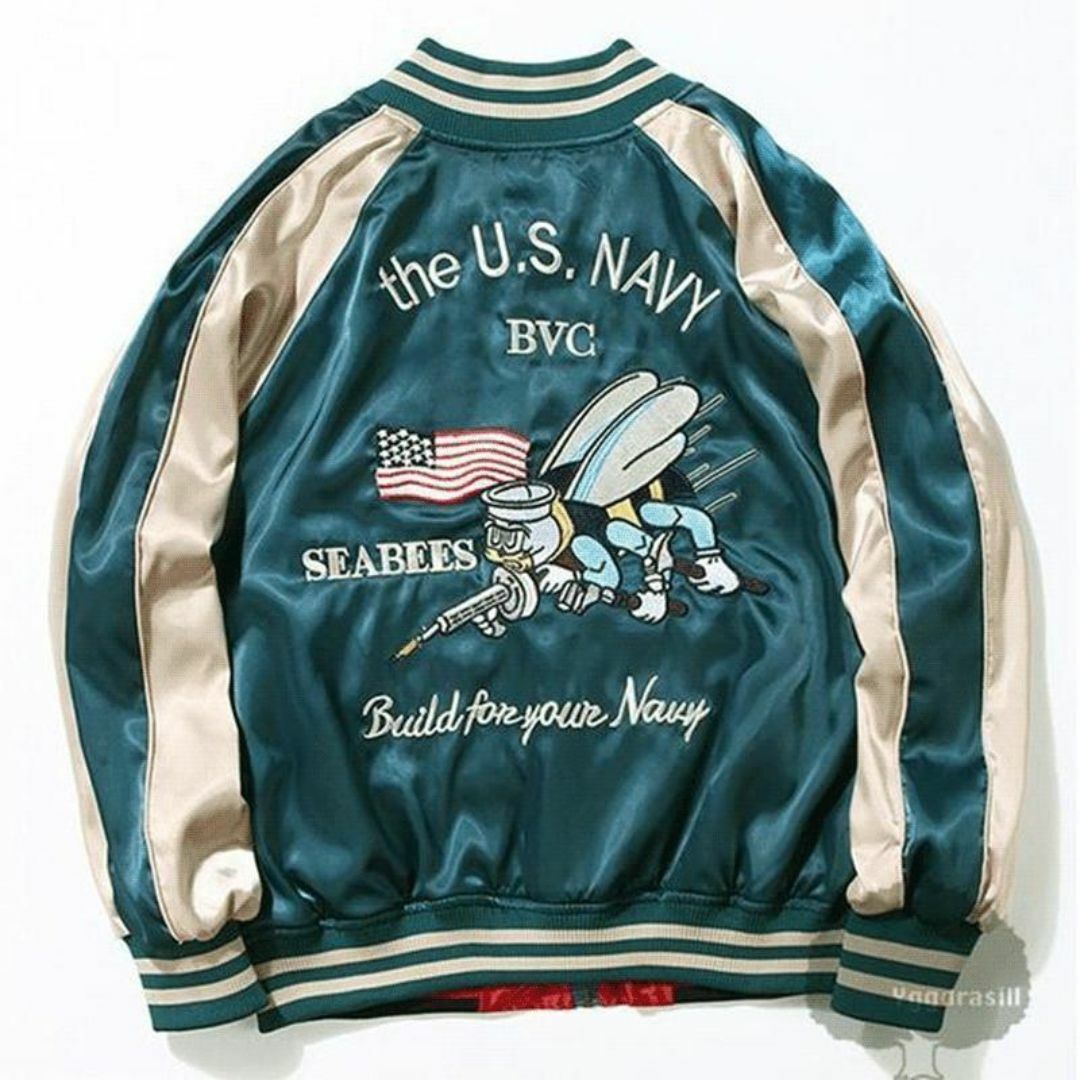 リバーシブル スカジャン U.S.NAVY 両面刺繍 SEA BEES 2XL メンズのジャケット/アウター(スカジャン)の商品写真