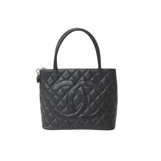 シャネル(CHANEL)のCHANEL シャネル 復刻トートバック A01804 8番台 キャビアスキン ブラック シルバープレート 美品 中古 62274(トートバッグ)