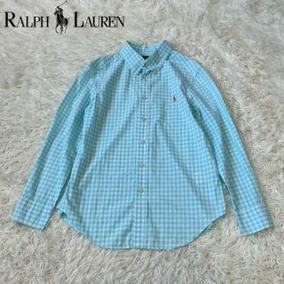 Ralph Lauren - ラルフローレン　ギンガム　チェック　シャツ　水色　レディースM程度