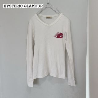 ヒステリックグラマー(HYSTERIC GLAMOUR)の【美品♡】HYSTERIC GLAMOUR Vネック　ワッフル　長袖　ロゴ(Tシャツ(長袖/七分))