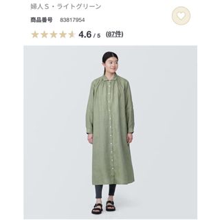 ムジルシリョウヒン(MUJI (無印良品))の無印良品　リネン洗いざらし長袖シャツワンピース　S(ひざ丈ワンピース)