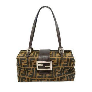 フェンディ(FENDI)の★SALE 【4hb1668】フェンディ ハンドバッグ/ズッカ/ナイロンキャンバス/レザー/ブラウン/シルバー金具 【中古】 レディース(ハンドバッグ)