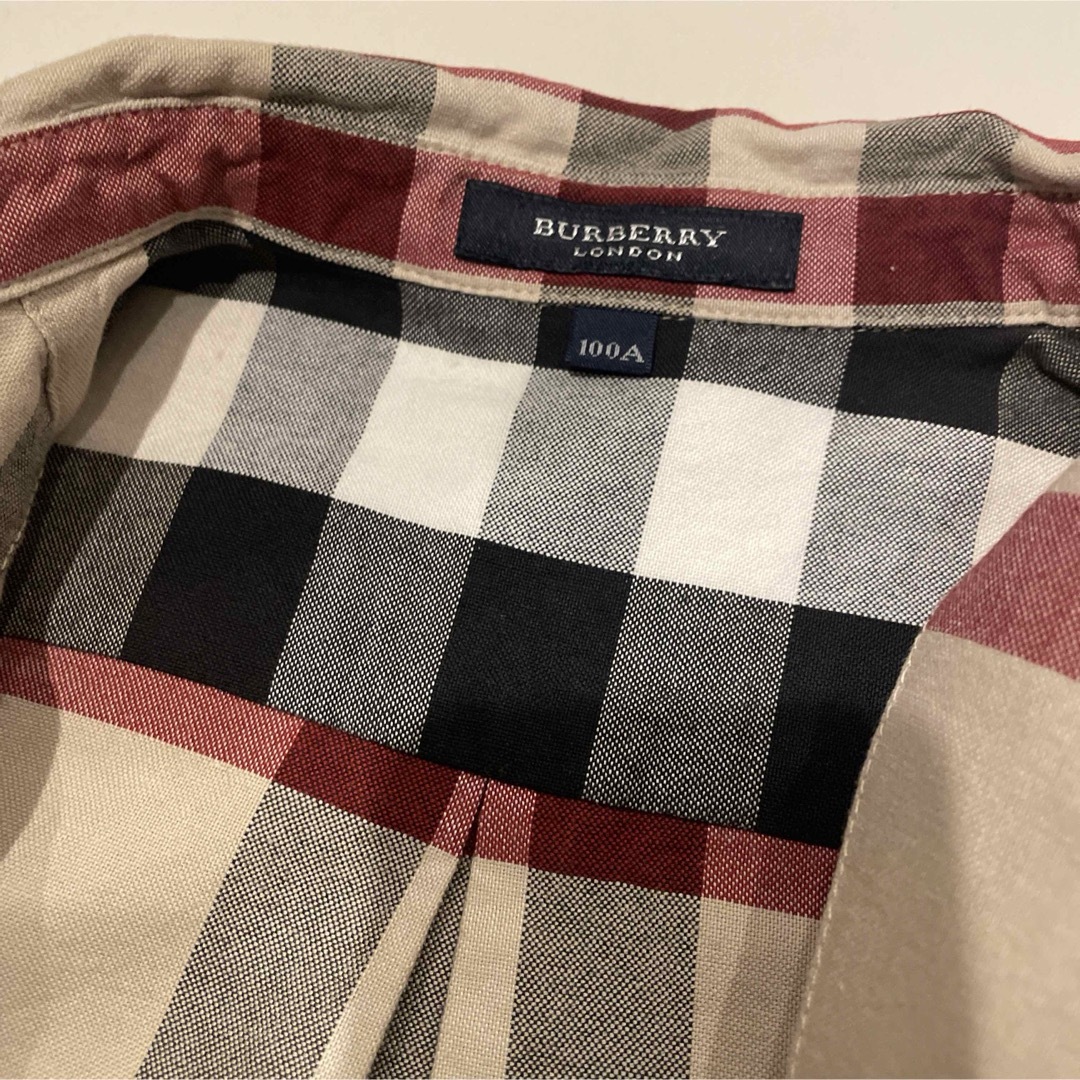 BURBERRY(バーバリー)の美品　バーバリー　キッズ　オーバーチェックシャツ　100 刺繍 キッズ/ベビー/マタニティのキッズ服男の子用(90cm~)(Tシャツ/カットソー)の商品写真