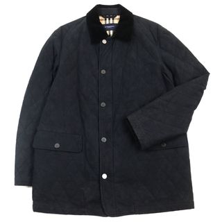 バーバリー(BURBERRY)の良品○BURBERRY バーバリー BBP02-115-09 ポリエステル ロゴボタン/ジップ 中綿入り 裏地ノバチェック柄 襟コーデュロイ キルティングジャケット/コート ブラック L 日本製 正規品 メンズ(その他)