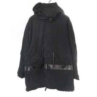 ヘルムートラング(HELMUT LANG)のHELMUT LANG ヘルムート ラング 1997AW 初期 Painted Coat ボアライナー付き ペイントライン モッズコート ブラック 46(モッズコート)