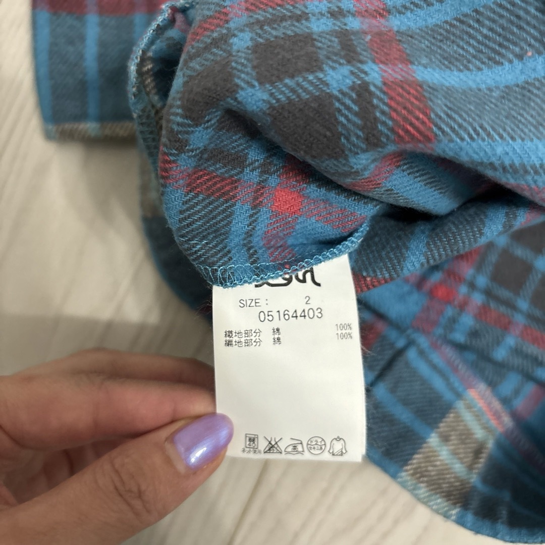 X-girl(エックスガール)の未使用●X-girl PLAID HOODED SHIRT プルオーバー 青 レディースのトップス(パーカー)の商品写真