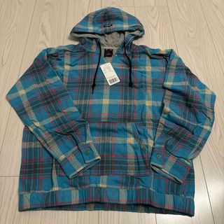 エックスガール(X-girl)の未使用●X-girl PLAID HOODED SHIRT プルオーバー 青(パーカー)