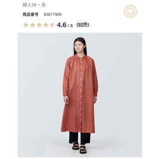 ムジルシリョウヒン(MUJI (無印良品))の無印良品　リネン洗いざらし長袖シャツワンピース　M(ひざ丈ワンピース)