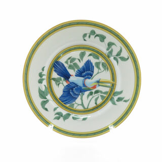 エルメス(Hermes)の美品 HERMES エルメス トゥカン 中皿 21cmプレート 鳥 イエロー 緑 白 SU6209 (食器)