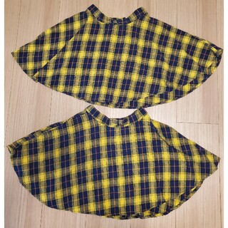 ニシマツヤ(西松屋)のエルフィンドール黄色チェックスカート130サイズセット(スカート)