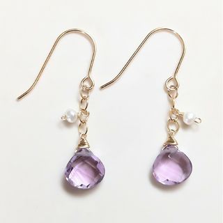 14KGF✧ピンクアメジストチェーンピアス(ピアス)