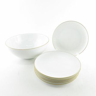 ノリタケ(Noritake)の美品 Noritake ノリタケ ダイヤモンドコレクション Since 1904 中皿 ボウル 7枚 セット 18cmプレート 深皿 鉢 金彩 煙突 SU5859 (食器)