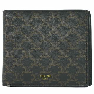 セリーヌ(celine)の本物 セリーヌ CELINE トリオンフ 折財布 コンパクトウォレット PVC ブラック ブラウン Triomphe 財布 ウォレット 中古(財布)