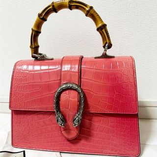 Gucci - GUCCI グッチ デュオニュソス ハンドバッグ バンブー クロコダイル ピンク