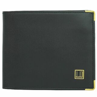 ダンヒル(Dunhill)の本物 ダンヒル dunhill レザー 折財布 コンパクトウォレット ブラック 財布 ウォレット 中古(折り財布)