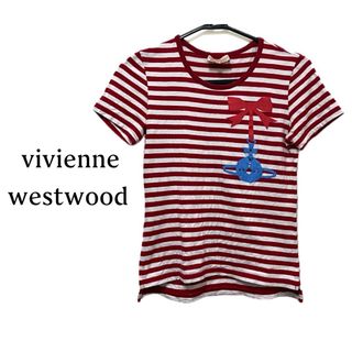 ヴィヴィアンウエストウッド(Vivienne Westwood)のヴィヴィアンウエストウッド【美品】 オーブ プリント ボーダー柄 半袖 トップス(Tシャツ(半袖/袖なし))