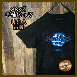 ブラック メンズ tシャツ プリント 古着 半袖 L ハードロックカフェ ロック(Tシャツ/カットソー(半袖/袖なし))