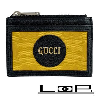 グッチ(Gucci)の■新同■　グッチ オフザグリッド カード コイン ケース レザー ナイロン ブラック イエロー 625583 【120435】(名刺入れ/定期入れ)