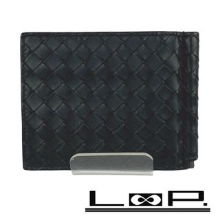 ボッテガヴェネタ(Bottega Veneta)の■美品■　ボッテガヴェネタ 二つ折り 財布 札入れ マネークリップ イントレチャート レザー ブラック 【121432】(折り財布)