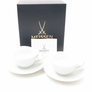 マイセン(MEISSEN)の未使用 MEISSEN マイセン 波の戯れ ホワイト 29623 ティーカップ＆ソーサー 2客 ペア 白磁 高級 SU5803G (グラス/カップ)