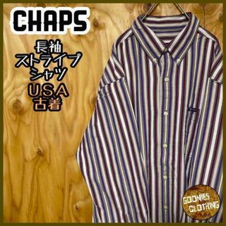 チャップス ボタンダウン ストライプ シャツ 長袖 USA古着 90s レッド