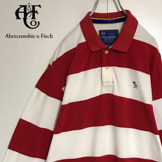 アバクロンビーアンドフィッチ(Abercrombie&Fitch)の【人気定番】アバクロンビー＆フィッチ　ロゴ入り長袖ポロシャツ　ボーダーH717(ポロシャツ)