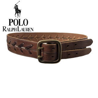 RALPH LAUREN ブラウン ダブル レザーベルト