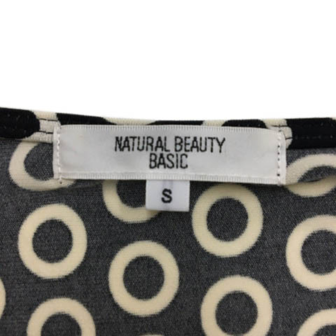 NATURAL BEAUTY BASIC(ナチュラルビューティーベーシック)のナチュラルビューティーベーシック ワンピース フレア 五分袖 S 黒 白 レディースのワンピース(ひざ丈ワンピース)の商品写真