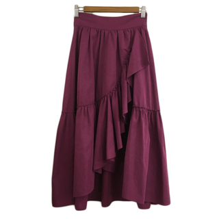 ナノ&コー スカート フレア ギャザー ロング フリル ティアード 36 紫(ロングスカート)