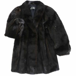 極美品▼JINDO　BLACKGLAMA　ブラックグラマ　MINK　ミンク　裏地シルク100%　本毛皮コート　ダークブラウン　毛質艶やか・柔らか◎(毛皮/ファーコート)