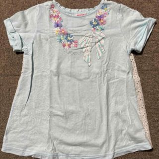 メゾピアノ(mezzo piano)のナルミヤ メゾピアノ 後ろレース切り替え半袖Tシャツ 140cm(Tシャツ/カットソー)