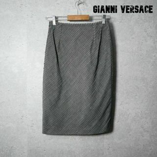 Gianni Versace - 美品 GIANNI VERSACE ストライプ柄 ミディ丈 タイトスカート