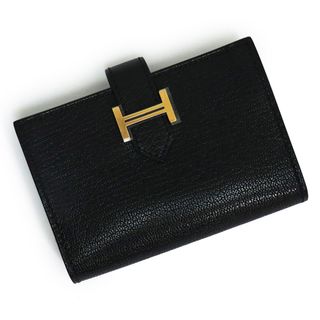 Hermes - エルメス ベアン カードケース 名刺入れ 定期入れ パスケース シェブル シェーブルシャムキラ レザー ノワール ブラック 黒 ゴールド金具 B刻印 箱付 HERMES（新品・未使用品）