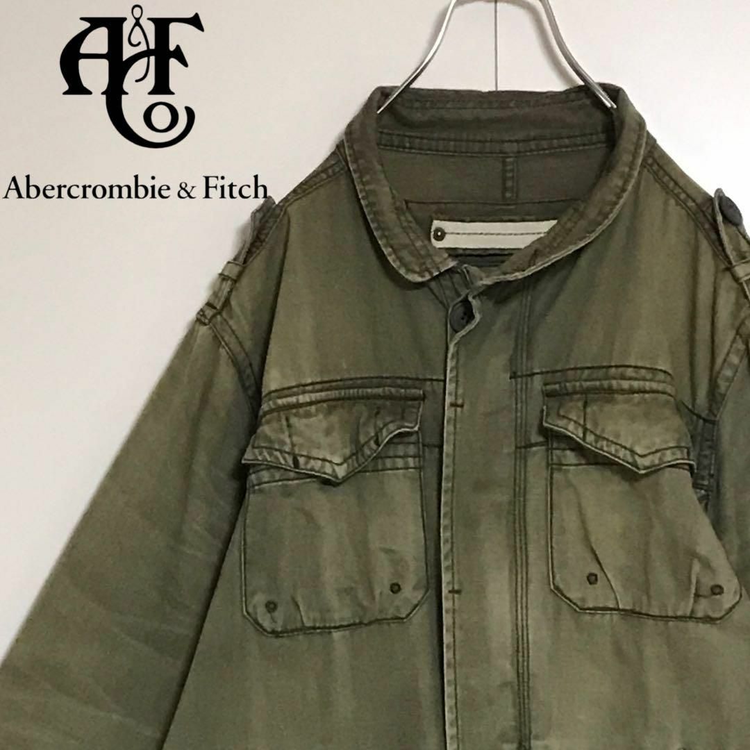 Abercrombie&Fitch(アバクロンビーアンドフィッチ)の【最高の色落ち】アバクロンビー＆フィッチ　袖ロゴ入りミリタリージャケットH723 メンズのジャケット/アウター(ミリタリージャケット)の商品写真