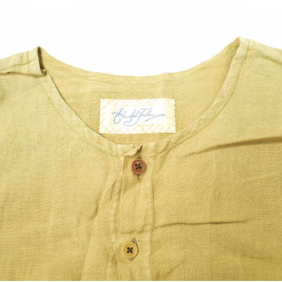 The crooked Tailor ザクルーキットテーラー 日本製 HENLEY NECK HALF SLEEVE SHIRTS ヘンリーネックハーフスリーブシャツ 48 GOLD BROWN 半袖 リネン ノーカラー プルオーバー トップス【中古】【The crooked Tailor】 メンズのトップス(シャツ)の商品写真