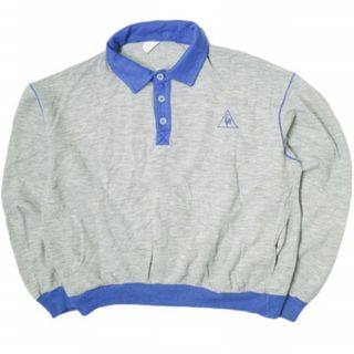 le coq sportif - le coq sportif ルコックスポルティフ 70s - 80s スウェットポロシャツ Free グレー/ブルー トレーナー ユーロ フランス ヴィンテージ トップス【中古】【le coq sportif】