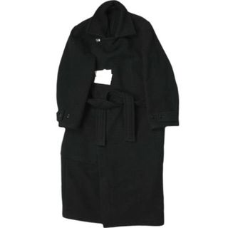 ルメール(LEMAIRE)のLEMAIRE ルメール 22AW WRAP COAT メルトンウール ラップコート CO184 LF615 S BLACK ロング アウター【中古】【LEMAIRE】(その他)