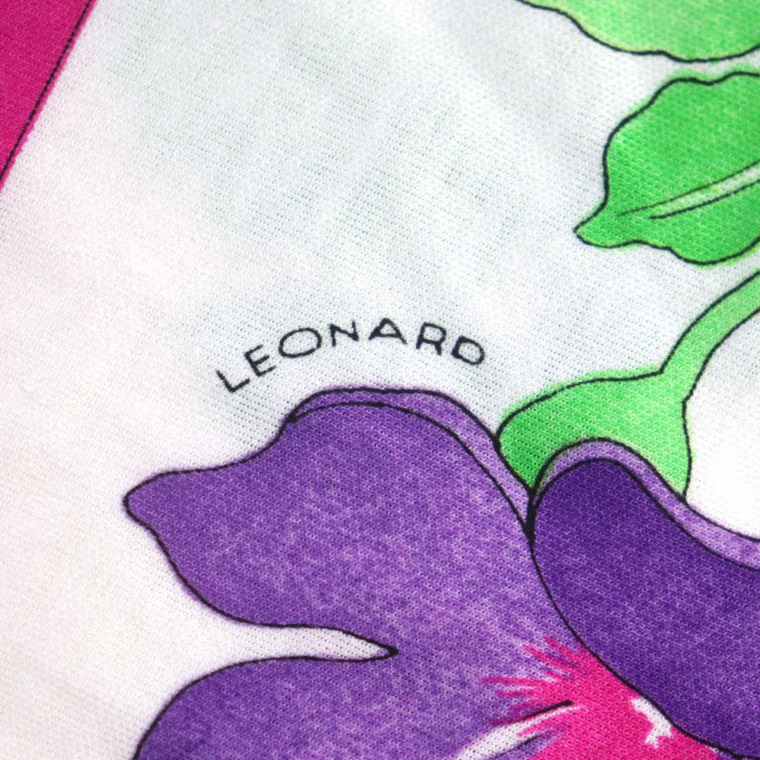 極美品▽LEONARD レオナール コットン 花柄 クルーネック バック 極美品▽LEONARD レオナール コットン 花柄 クルーネック バック