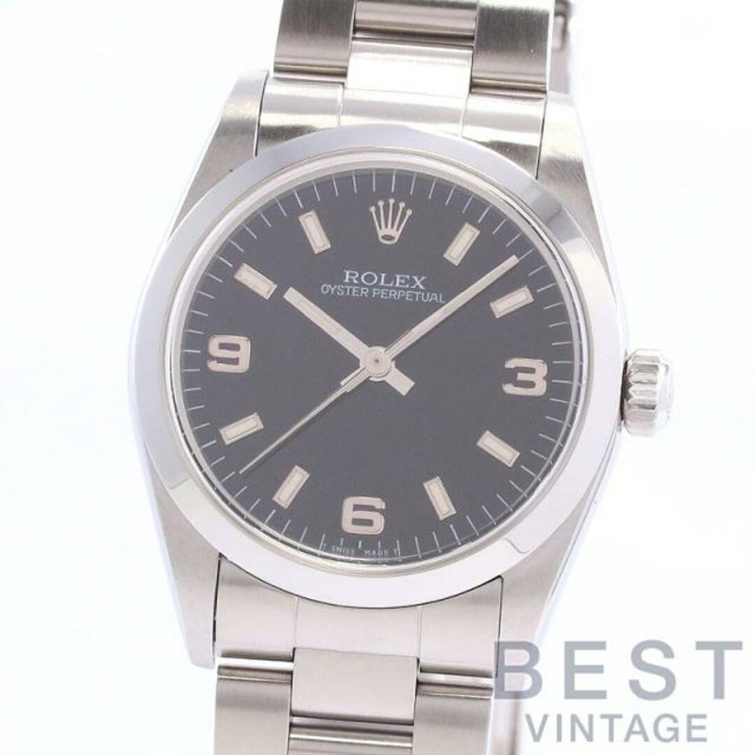 ROLEX(ロレックス)のロレックス 【ROLEX】 オイスターパーペチュアル 67480 ボーイズ ブラック ステンレススティール 腕時計 時計 OYSTER PERPETUAL BLACK SS 黒文字盤 369アラビアインデックス【中古】  メンズの時計(腕時計(アナログ))の商品写真