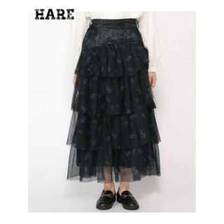 HARE - 【美品♡】HARE チュールティアードスカート　ホログラムフラワー　ブルー