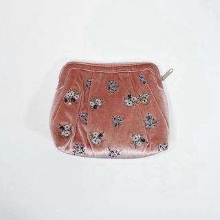 MOUSSY エンブロイダリーフラワーポーチ ピンク マウジー 花柄 ベロア