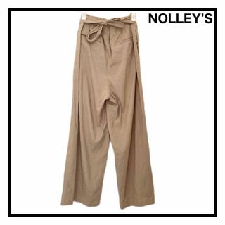 NOLLEY'S - ノーリーズ　ウエストベルト付き　リネン混カジュアルワイドパンツ　ベージュ　40