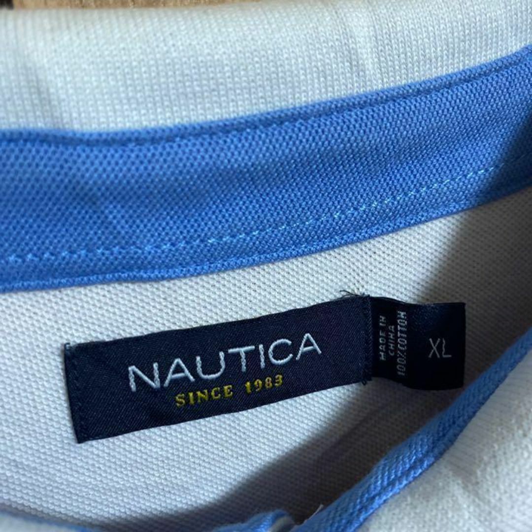 NAUTICA(ノーティカ)のノーティカ USA古着 半袖 ポロシャツ XL ロゴ 赤 ネイビー ホワイト メンズのトップス(ポロシャツ)の商品写真