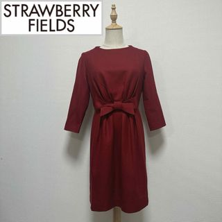 ストロベリーフィールズ(STRAWBERRY-FIELDS)のストロベリーフィールズ　七分袖ウエストリボンワンピース(ひざ丈ワンピース)