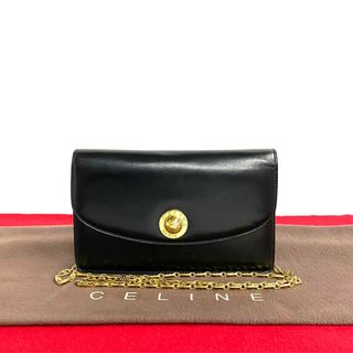 セリーヌ(celine)の極 美品 袋付 CELINE セリーヌ ヴィンテージ スターボール 金具 カーフ レザー 本革 トリオンフ チェーン ショルダーバッグ ブラック 06602(ショルダーバッグ)