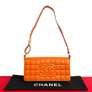 シャネル(CHANEL)の極 美品 シール有 8番台 CHANEL シャネル チョコバー レザー 本革 ハンドバッグ ワン セミ ショルダーバッグ オレンジ 6kmk521-2(ショルダーバッグ)