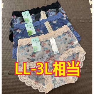 大きいサイズXL-XXL LL-3L 花柄シースルーレースショーツ３枚セット(ショーツ)