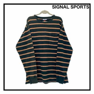 シグナルスポーツ　Tシャツ　US古着　長袖　ボーダー　メンズ　トップス　M(スウェット)