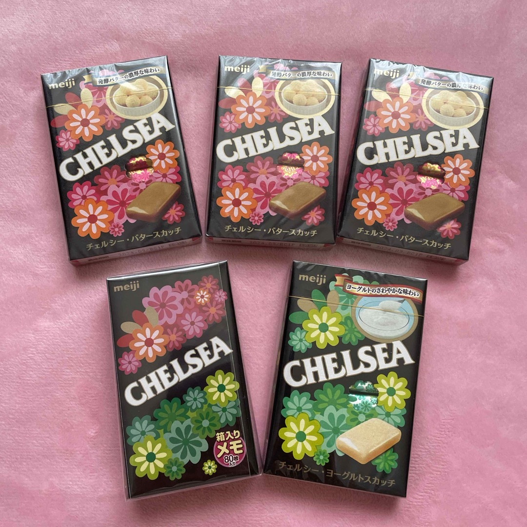 chelsea(チェルシー)のチェルシー　ヨーグルトスカッチ　バタースカッチ　メモ帳　箱タイプ　箱入り 食品/飲料/酒の食品(菓子/デザート)の商品写真