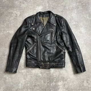 80's unknown ダブルライダースジャケット レザージャケット ヴィンテージ vintage 315U(ライダースジャケット)